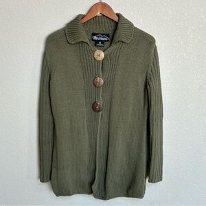Rey Wear Green Cable Knit Cardigan Size Small Hand Knit in Bolivia SALE